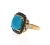 10.94 Carat Turquoise Black Diamond 14 Karat Yellow Gold Cocktail Ring For Sale - Image 4 of 6
