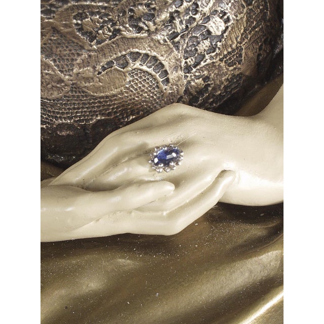 2000 - 2009 Princess Diana, Bronze & Gold Gilded Sculpture -Adorned With Diamond & Sapphire Jewelry For Sale - Image 5 of 6