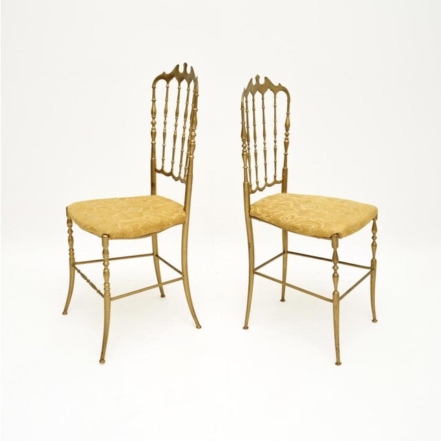 Mid-Century Modern Vintage Italian Chiavari Dining Chairs in Brass, 1950, Set of 2 For Sale - Image 3 of 9