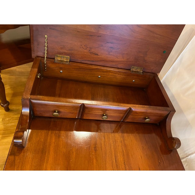 Brown Southern Colonial Furniture Solid Wild Cherry Early American Non-Identical Set of 2 Side Tables For Sale - Image 8 of 12