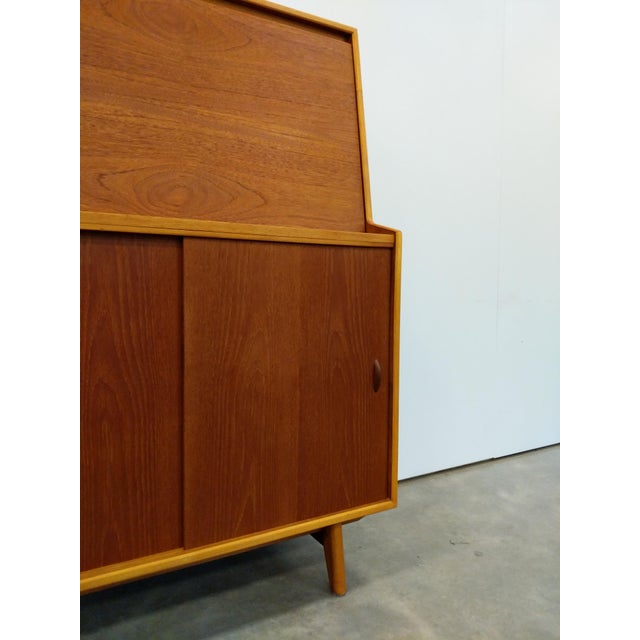 Wood Vintage Mid Century Modern Teak Secretary Desk by Herbert E. Gibbs For Sale - Image 7 of 8