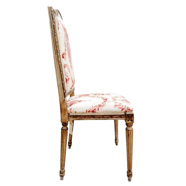 Pair of Louis XVI Style Toile De Jouy Side Chairs by Fournier Paris For Sale - Image 14 of 18
