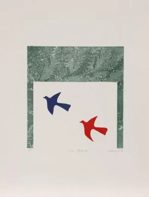 Mireille Kramer, "Birds, Flowers III," Etching