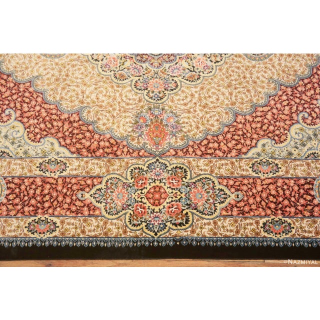 1950s Nazmiyal Collection Scatter Size Floral Vintage Persian Silk Qum Rug For Sale - Image 5 of 7