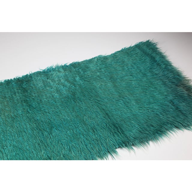 Turquoise Late 20th Century Rare Filikli Rug Woven From Ankara Goat Filik Hair – Anatolia HandmadeTurquoise Rug -2' 2'' X 7' 4'' For Sale - Image 8 of 9
