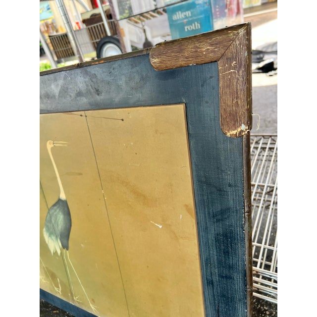 Mid 20th Century Mid-Century Modern Japanese Rimpa Style Framed "Cranes" Print After Ogata Kōrin For Sale - Image 5 of 8