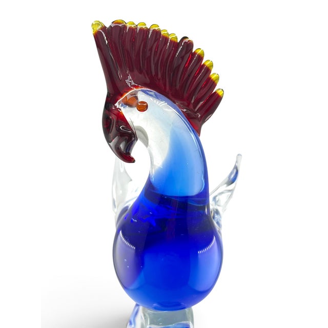1970s Alessandro Barbaro 20th Century Italian Murano Art Glass Cockatoo Bird Sculpture For Sale - Image 5 of 7