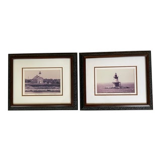 Pair of Hamptons Lighthouse Photos in Matching Frames, Signed, Limited Edition For Sale