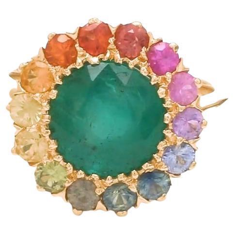 Natural 3.46 cts Zambian emerald and 1.46 cts Rainbow sapphire ring in 18k gold For Sale - Image 15 of 18