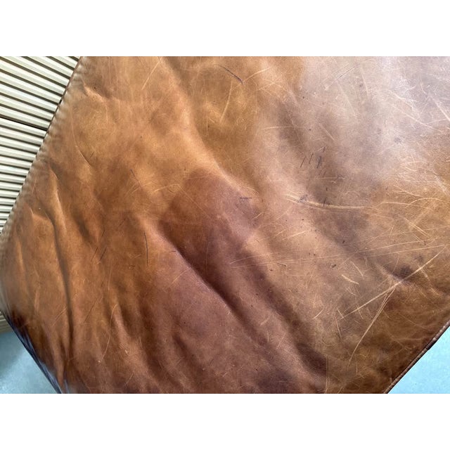 Brown Rh Original Lancaster Leather Ottoman in Cocoa/Down For Sale - Image 8 of 8