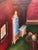 Folk Art Yitzchak Roman, Israeli Judaica Folk Art Oil Synagogue Interior Malkos Lashes Erev Yom kippur, 1968 For Sale - Image 3 of 8