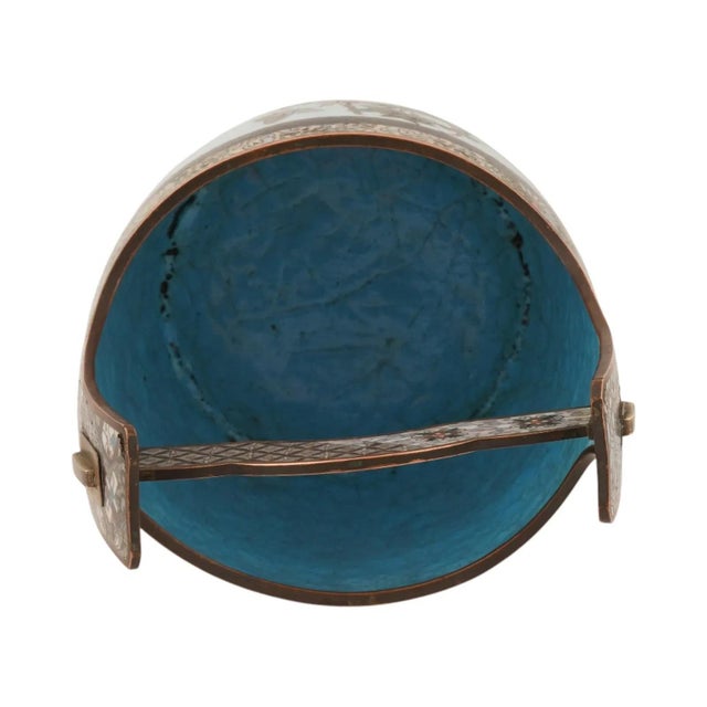 Japanese Polychrome Cloisonne Enamel Bucket W Handle For Sale - Image 4 of 6