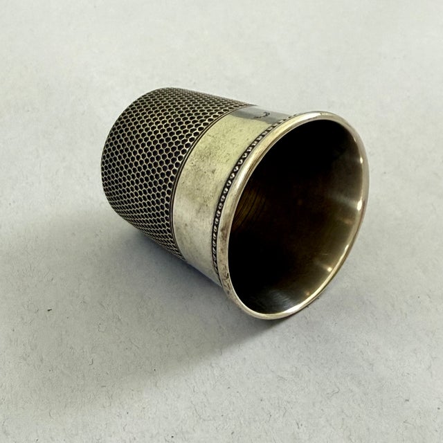 1900 - 1909 Simons Bros. Sterling Silver Thimble Two Oz. Jigger Measure Bar Tool For Sale - Image 5 of 11