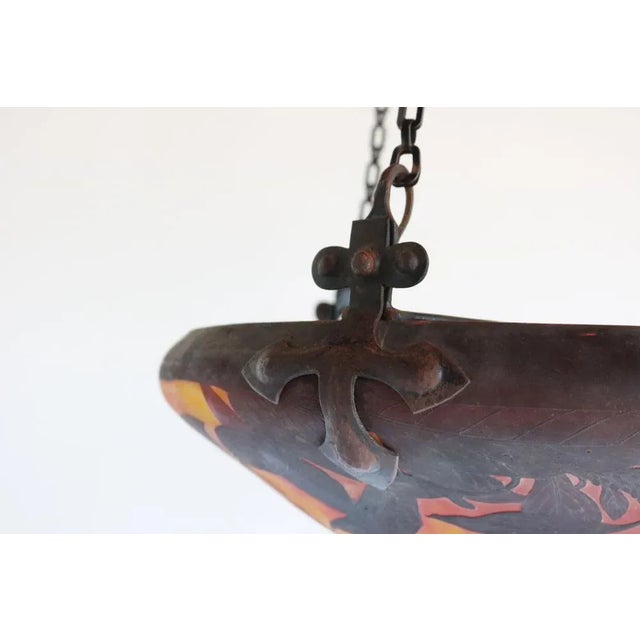 French Art Nouveau Pendant Light from Daum Nancy, 1910s For Sale - Image 9 of 13