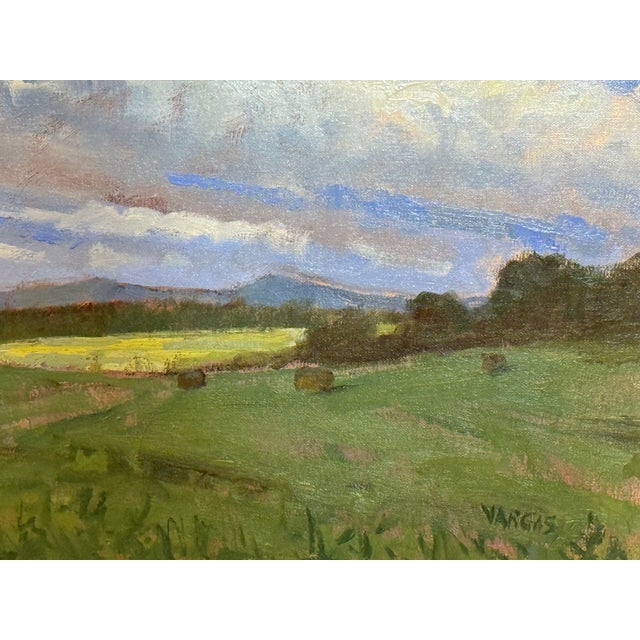 Early 21st Century Original Landscape With Hay Bales Oil Painting, Framed For Sale - Image 5 of 8