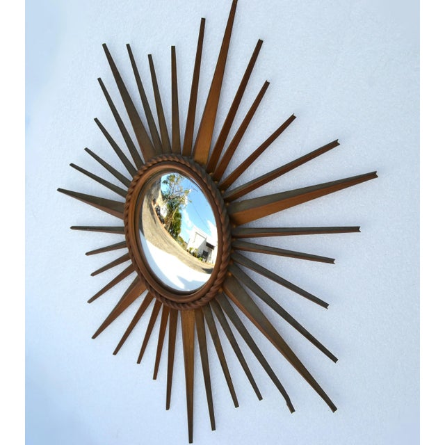 Brass Two Chaty Vallauris Convex Sunburst Mirrors, Wall Mirrors Mid-Century Modern 70s For Sale - Image 8 of 13