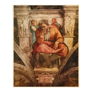 1953 After Michelangelo "The Prophet Jeremiah", Vintage Full-Color Print