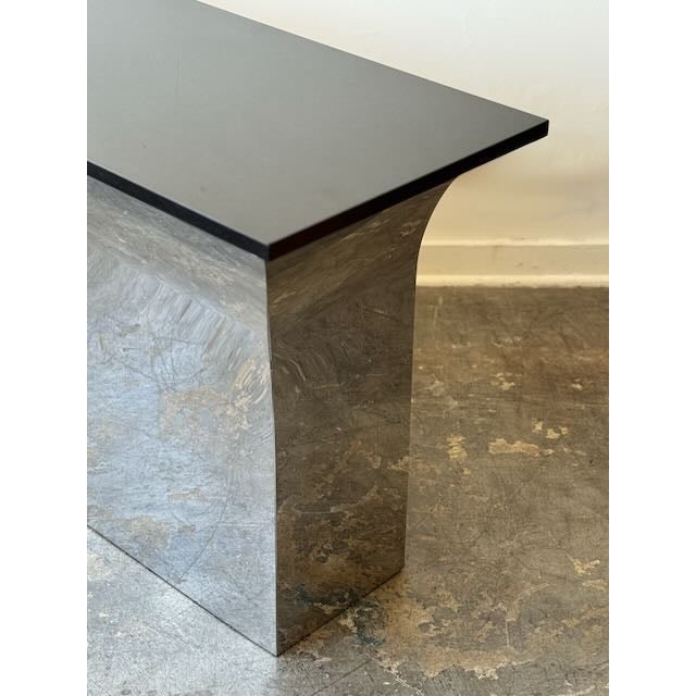 1980s 1980s Sally Sirkin Lewis Style Steel & Granite Console Table For Sale - Image 5 of 14