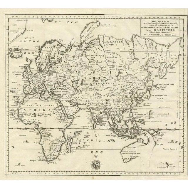 Antique map titled 'New Map of the Easternmost Part of the World, serving as an Indication of Dutch Shipping to the East...