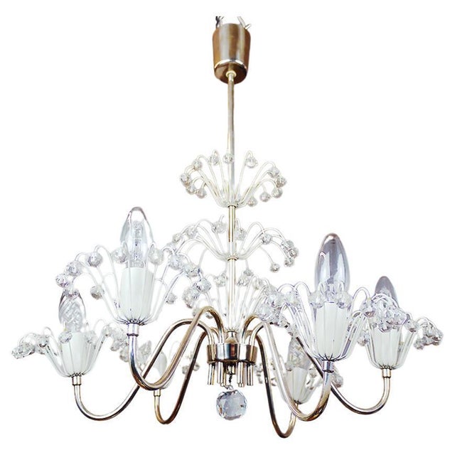 Metal Pyra Chandelier in Crystal & Brass from Rupert Nikoll, Austria, 1950s For Sale - Image 7 of 7