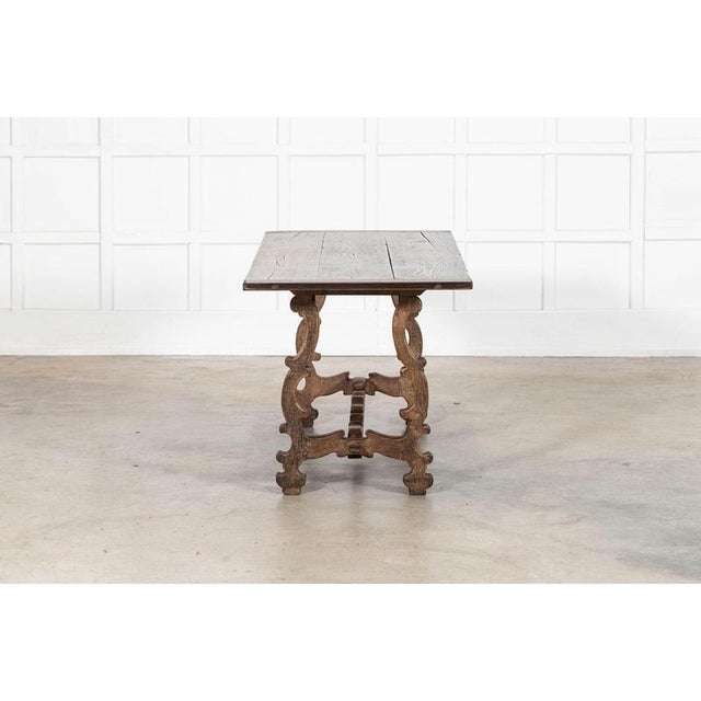 19th Century Spanish Oak Trestle Table, 1800s For Sale - Image 3 of 14