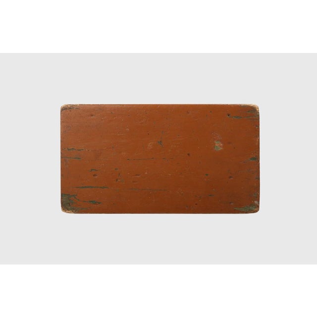 Low French Rustic Church Stool in Terracotta Painted Wood, 1890s For Sale - Image 9 of 11