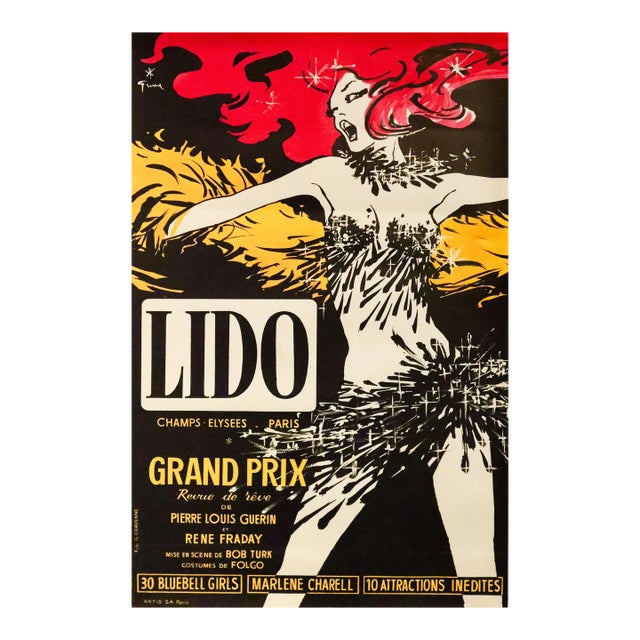 1960s Vintage French Cancan Poster, Lido "Gala Revue" - Rene Gruau For Sale