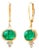14k Yellow Gold Colombian Cabochon Emerald and Diamond Lever Back Hoop Earrings - 2 Pieces For Sale