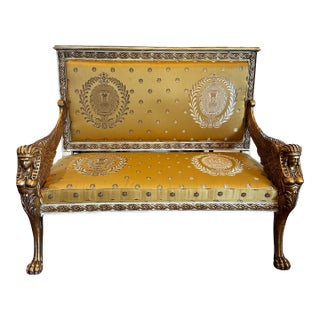 Late 19th / Early 20th C Empire Style Parcel-Gilt and Painted Sofa For Sale