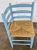 Late 20th Century Vintage Blue French Country Style Ladderback Rush Seat Corner Chair For Sale - Image 5 of 8