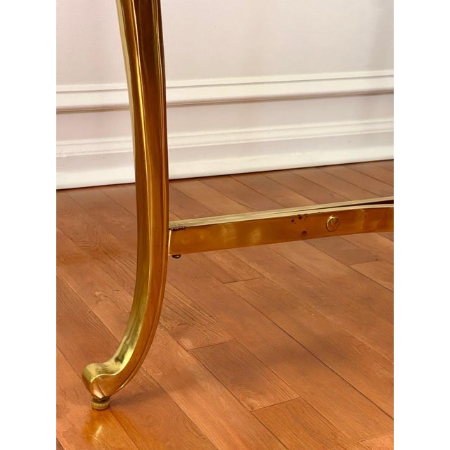 1970s Regency Demilune Solid Brass and Glass Console Table For Sale - Image 14 of 15