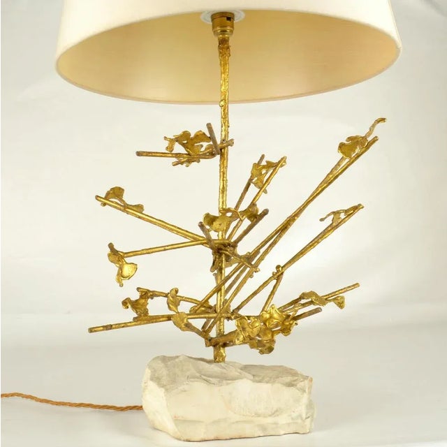Sculptural Brass Art Table Lamp, Belgium, 1980s For Sale - Image 6 of 12