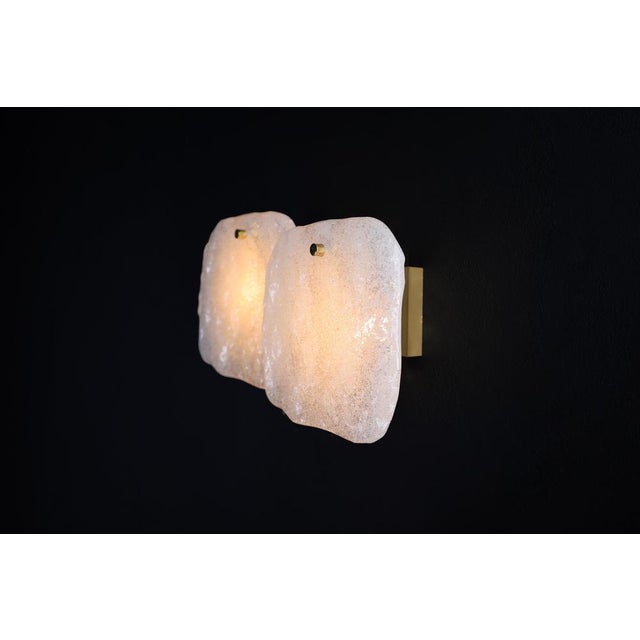 1960s Ice Glass Panel and Brass Wall Light from Kalmar, Austria, 1960s For Sale - Image 5 of 11