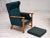 Danish Highback Armchair in Turkis-Green Wool and Oak Wood, 1970s For Sale - Image 12 of 18
