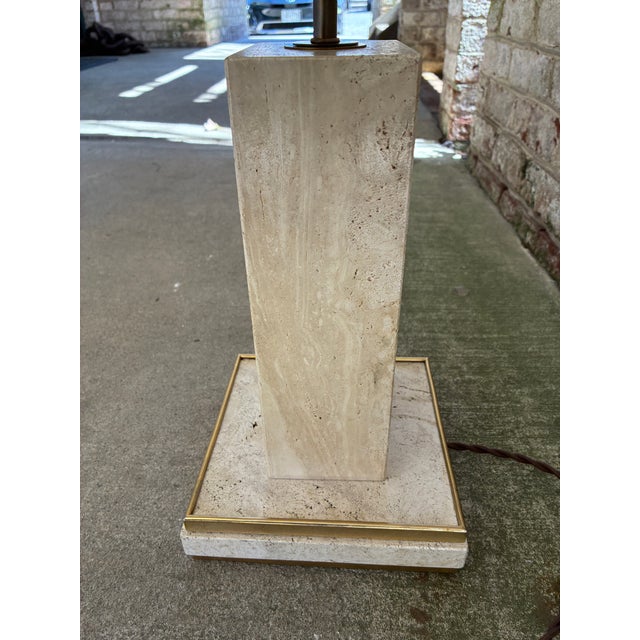 Vintage Travertine Lamp, France For Sale - Image 10 of 13