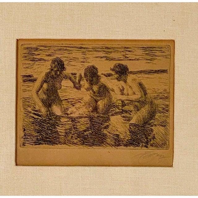 A well-known lithograph of Anders Zorn's bathing beauties, Sweden circa 1900.