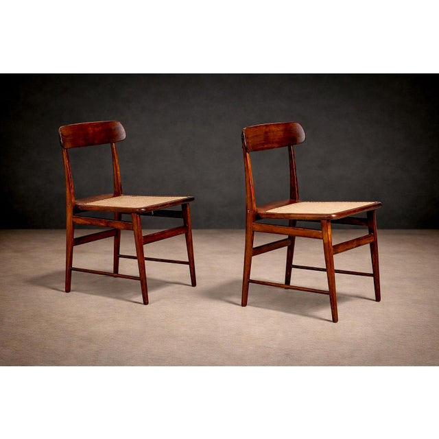 Sergio Rodrigues Pair of “Lucio Costa” Chairs in Rosewood & Caning, Sergio Rodrigues, 1956 For Sale - Image 4 of 11