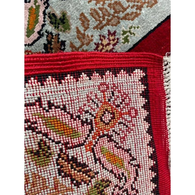 Small Vintage Silk Turkish Rug For Sale - Image 14 of 15