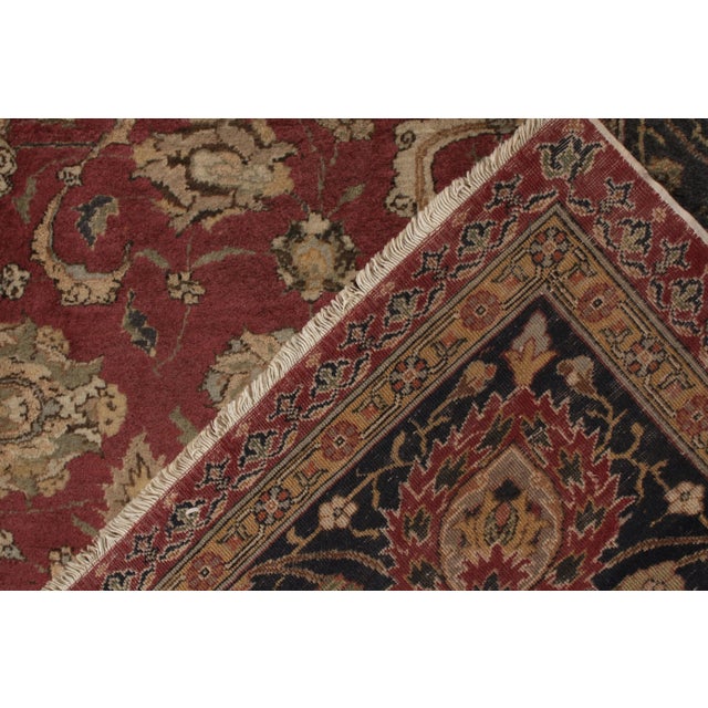 Hand-Knotted Antique Hereke Rug in Red, Beige-Brown Floral Pattern, Black Border For Sale In New York - Image 6 of 7