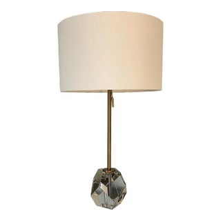 Contemporary Faceted Glass Base Table Lamp With Shade by Gabby For Sale