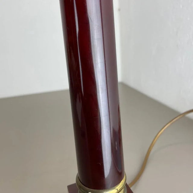 Modernist Italian Red Catalina and Brass Tube Table Light, 1960s For Sale - Image 18 of 18