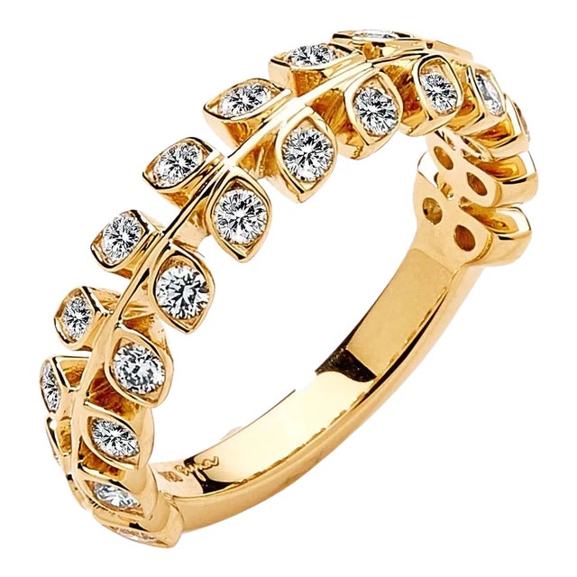 Jardin Diamond Leaf Ring, Size 6.5 For Sale