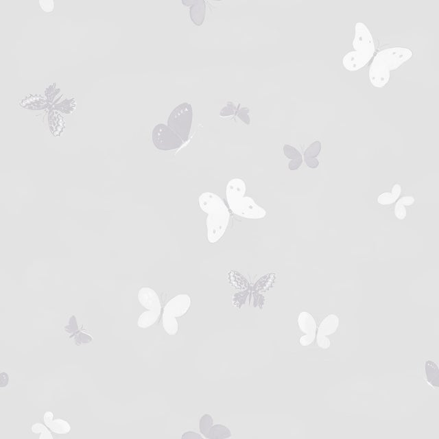 Flying Butterflies Wallpaper by Paule Marrot in Tonal Gray For Sale