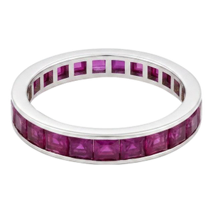 18k Gold Invisible-Set Ruby Eternity Ring 2.50 CTS - Vintage, Size 6