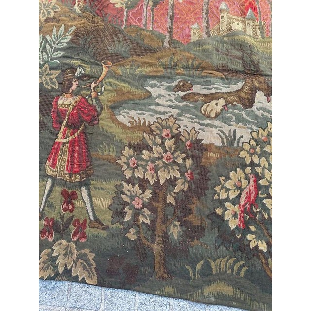 Mid-Century French Aubusson Jacquard Tapestry Médiéval Design, 1940s For Sale - Image 6 of 18