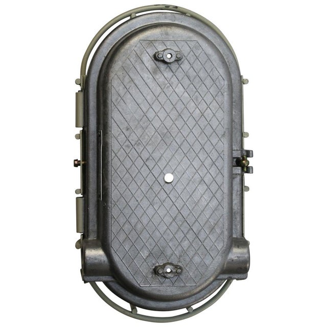 Vintage German Industrial Gray and Clear Glass Wall Sconce For Sale - Image 4 of 5