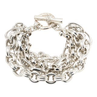 Slane Multi-Chain Wide Bracelet, Sterling Silver, Length 7.75 Inches For Sale