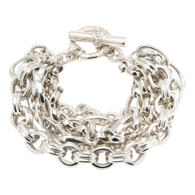 Slane Multi-Chain Wide Bracelet, Sterling Silver, Length 7.75 Inches For Sale