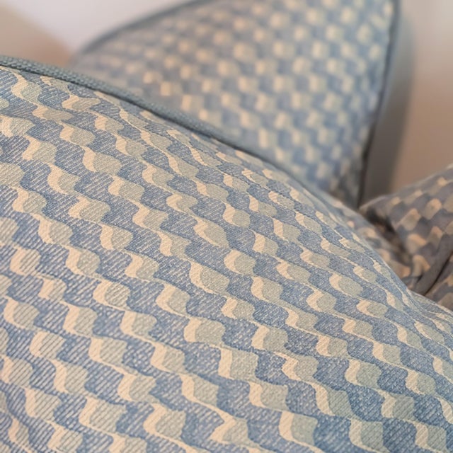 Not Yet Made - Made To Order Fermoie Ruffle Pillows in Light Blue With Cord - Double Sided Pair For Sale - Image 5 of 7