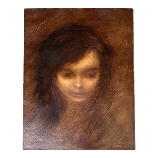 1970’s Impressionist Alfred Sussi Female Portrait Painting For Sale